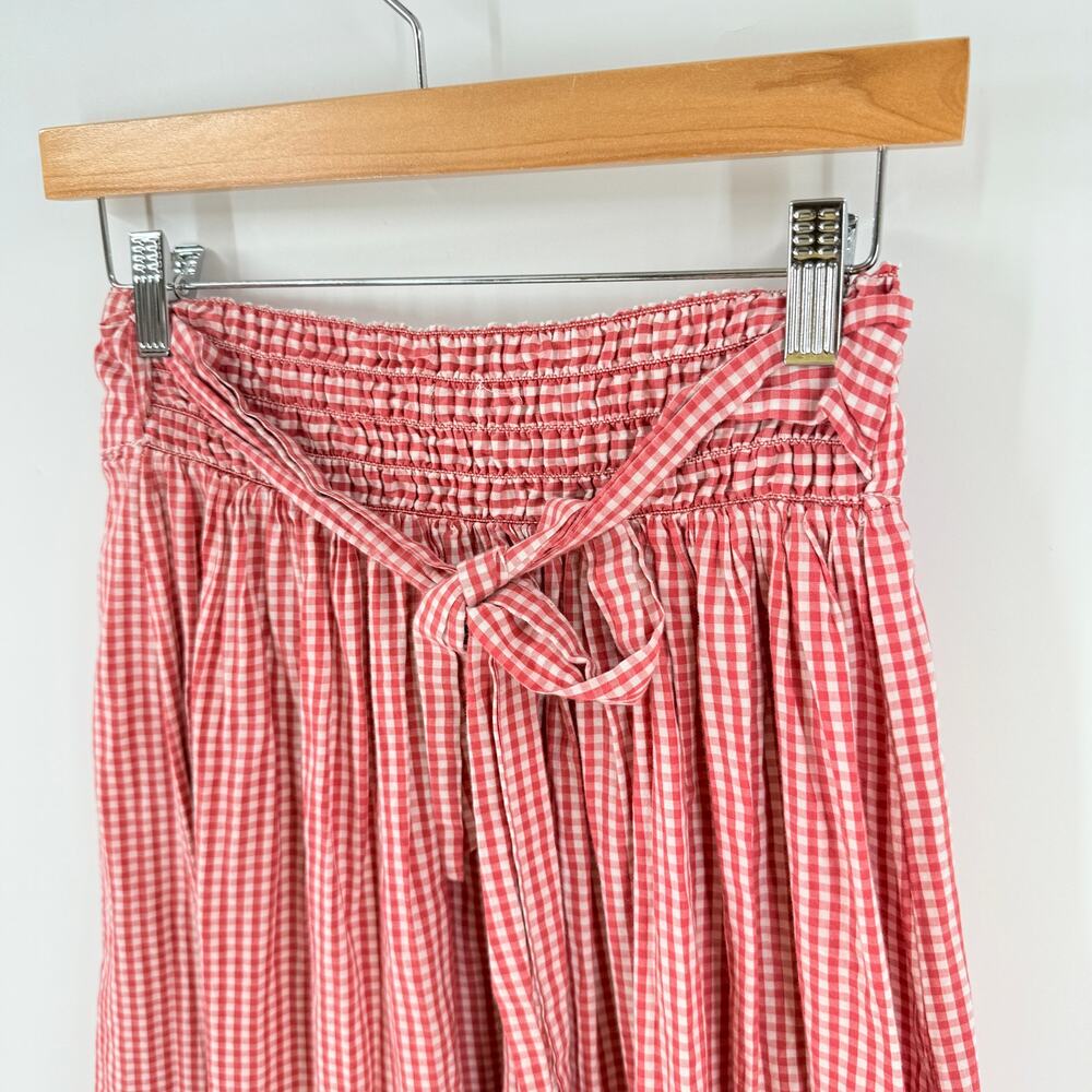 Pink Gingham High Low Midi Skirt Large Cottagecore Coastal Americana - Picture 4 of 5